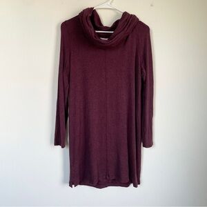 Lou & Grey long sleeve cowl neck maroon casual dress